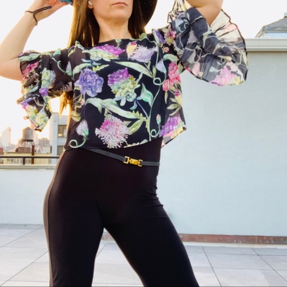 H&M Seethrough Floral BatWing Bell Flare Sleeve - Picture 15 of 16